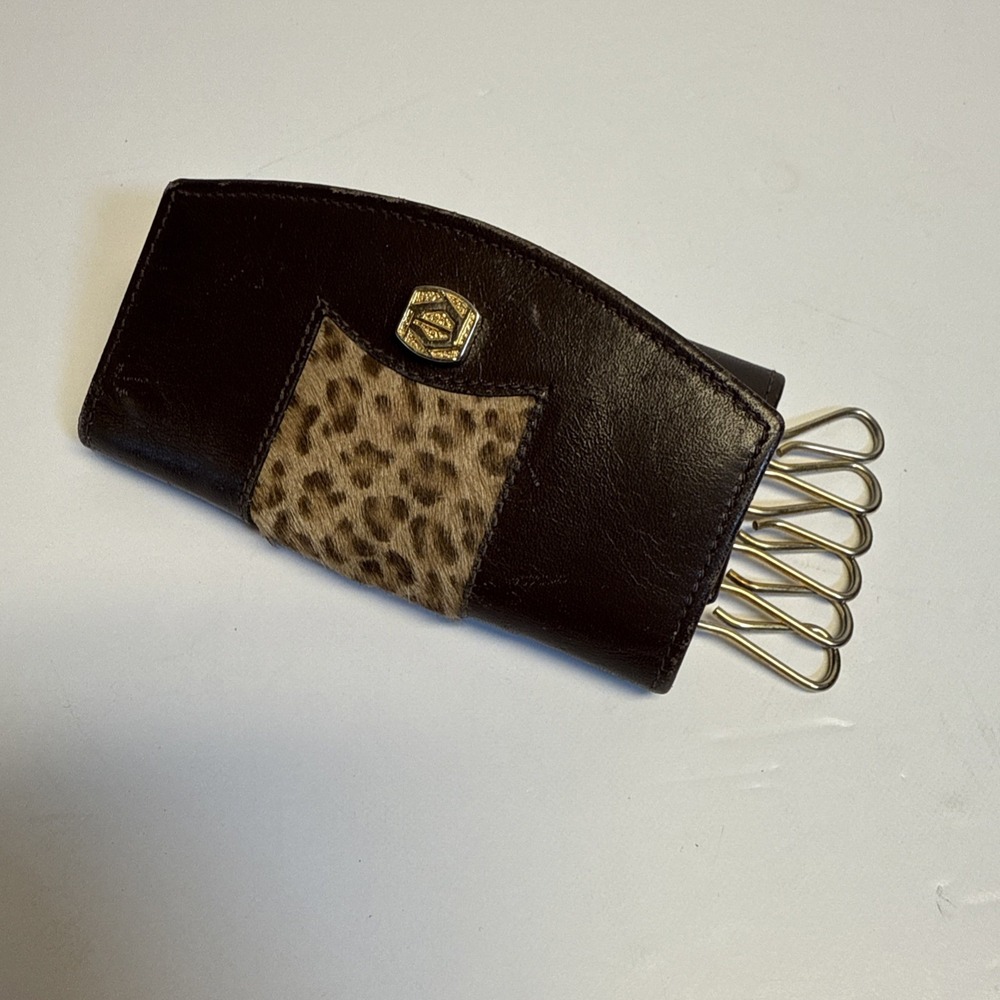Vintage Genuine Leather Tri Fold Keyholder Pocket Organizer (Made In Italy)